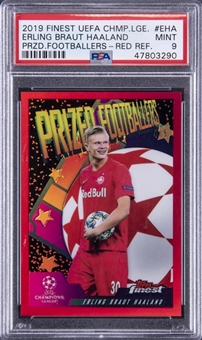 2019-20 Topps Finest UEFA Champions League Prized Footballers Red Refractor #EHA Erling Haaland Rookie Card (#4/5) - PSA MINT 9